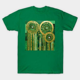 Green and Gold Abstract Flowers After Klimt T-Shirt